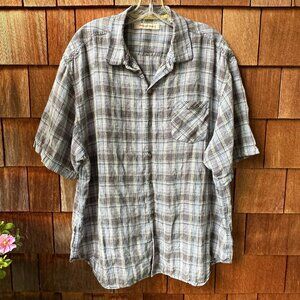 EUC Tommy Bahama Gray Linen Plaid Short Sleeve Camp Shirt in Men's X-Large